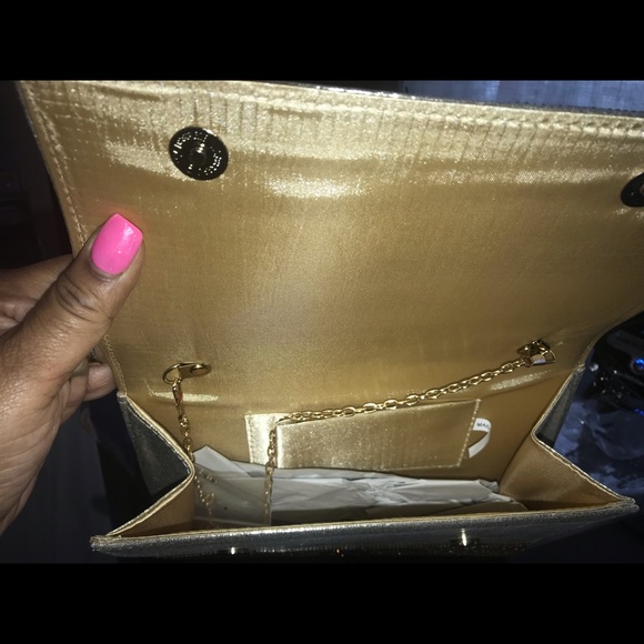 New💕 Gold and Black Rhinestone Crossbody Clutch - Picture 4 of 6